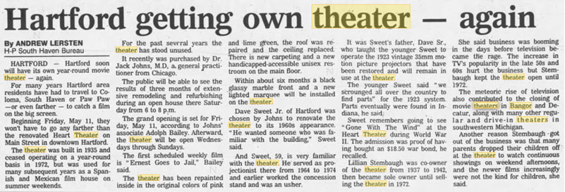 Heart Theatre - 04 May 1990 Article